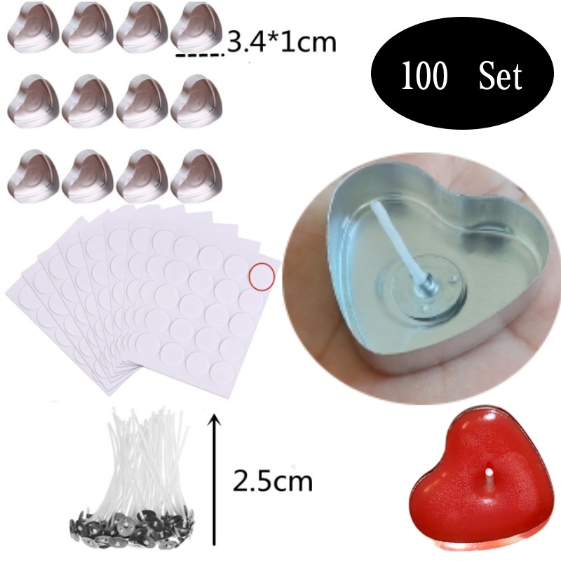 Candle Supplies Jars - 100 세트 하트 모양의 빈 알루미늄