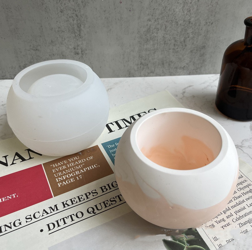 Candle Supplies Jars - 원형 콘크리트 캔들 항아리 실리콘 몰드,