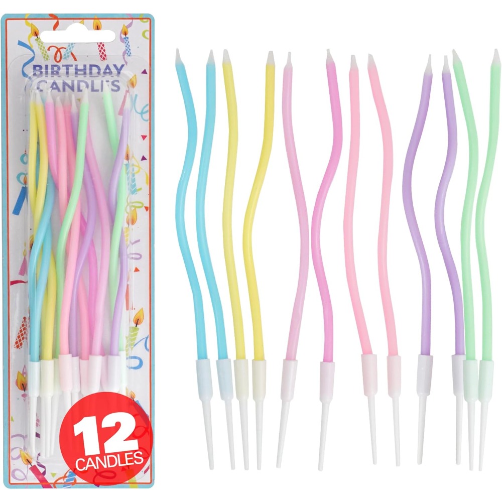 레인보우 스파이럴 생일 케이크 캔들 12개 세트(홀더  - Candle Supplies Usa 리뷰 및 가격
