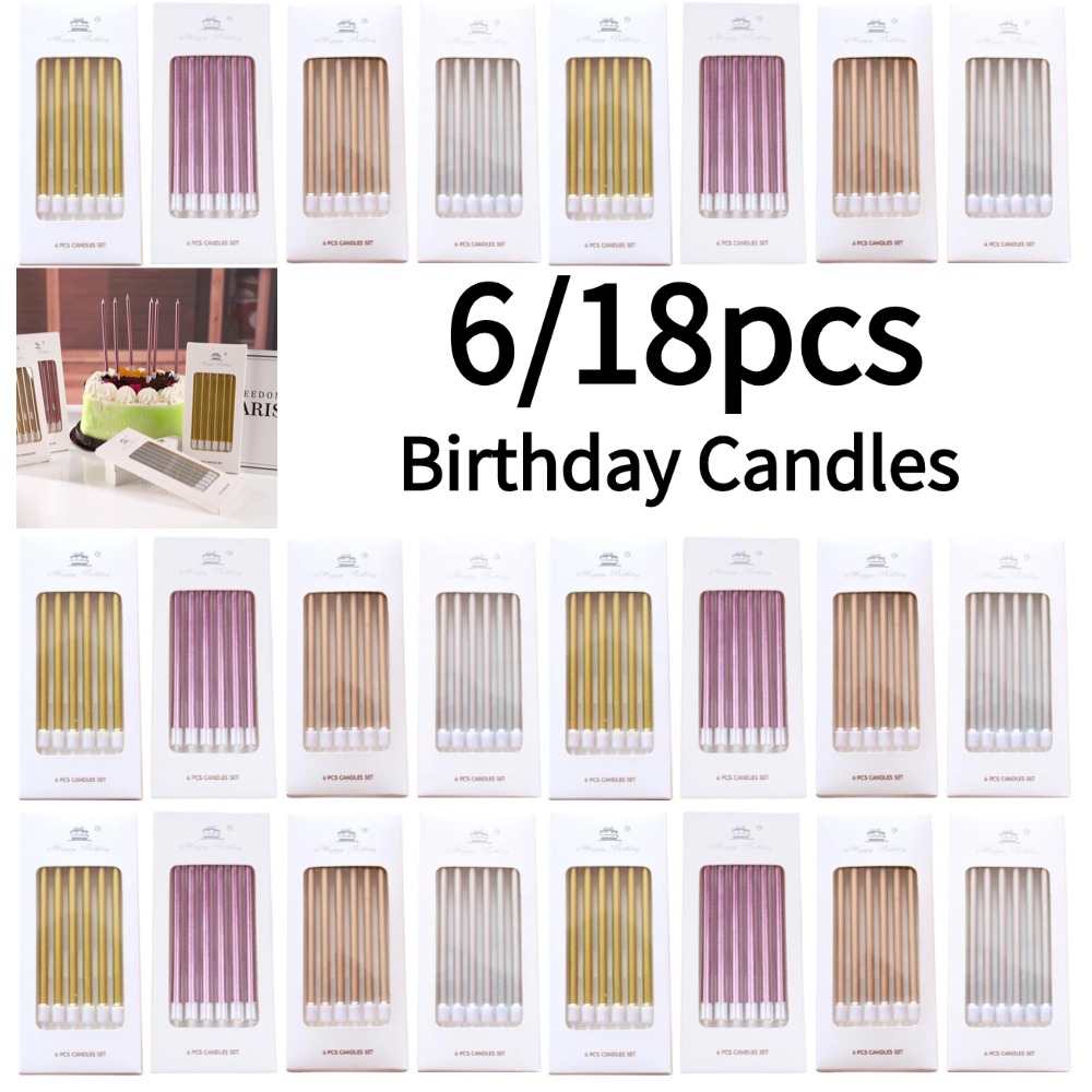6/18개 메탈 골드 실버 생일 캔들 DIY 컬러풀 케 - Candle Supplies Usa 리뷰 및 가격
