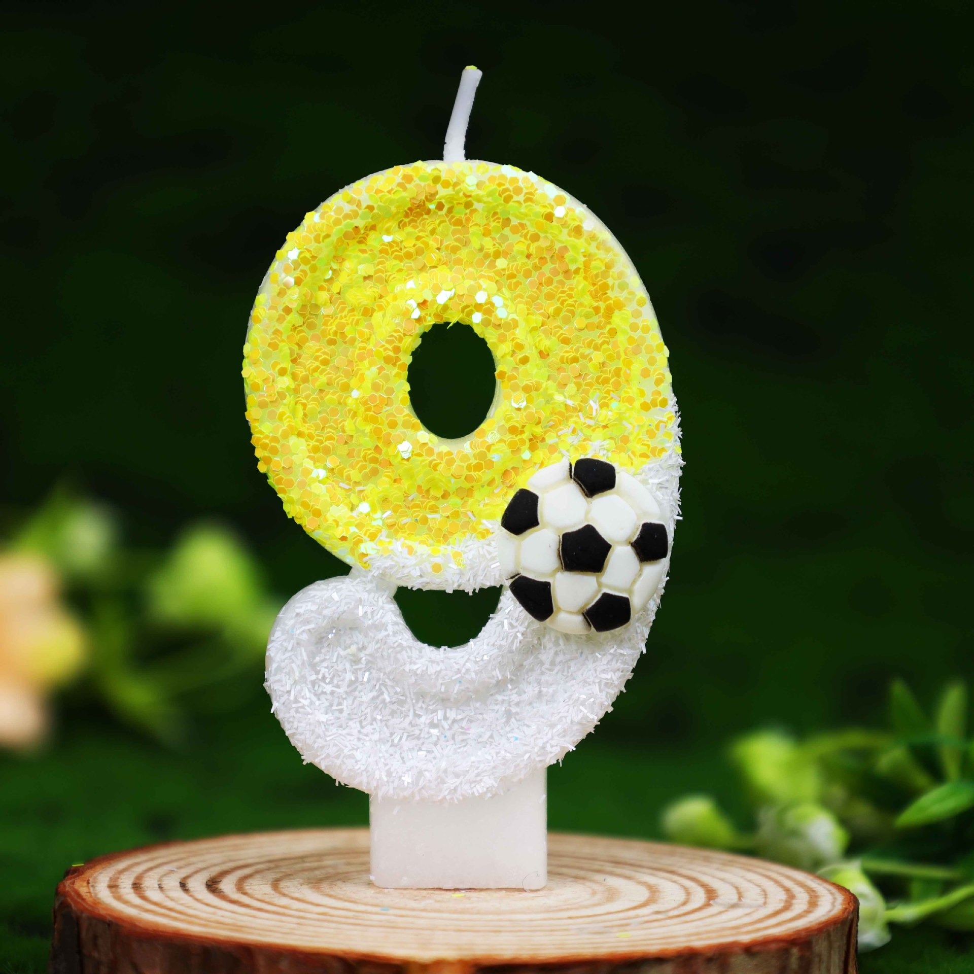 노란색 흰색 스팽글 스포츠 축구 디지털 생일 양초 -  - Candle Supplies Free Shipping 리뷰 및 가격