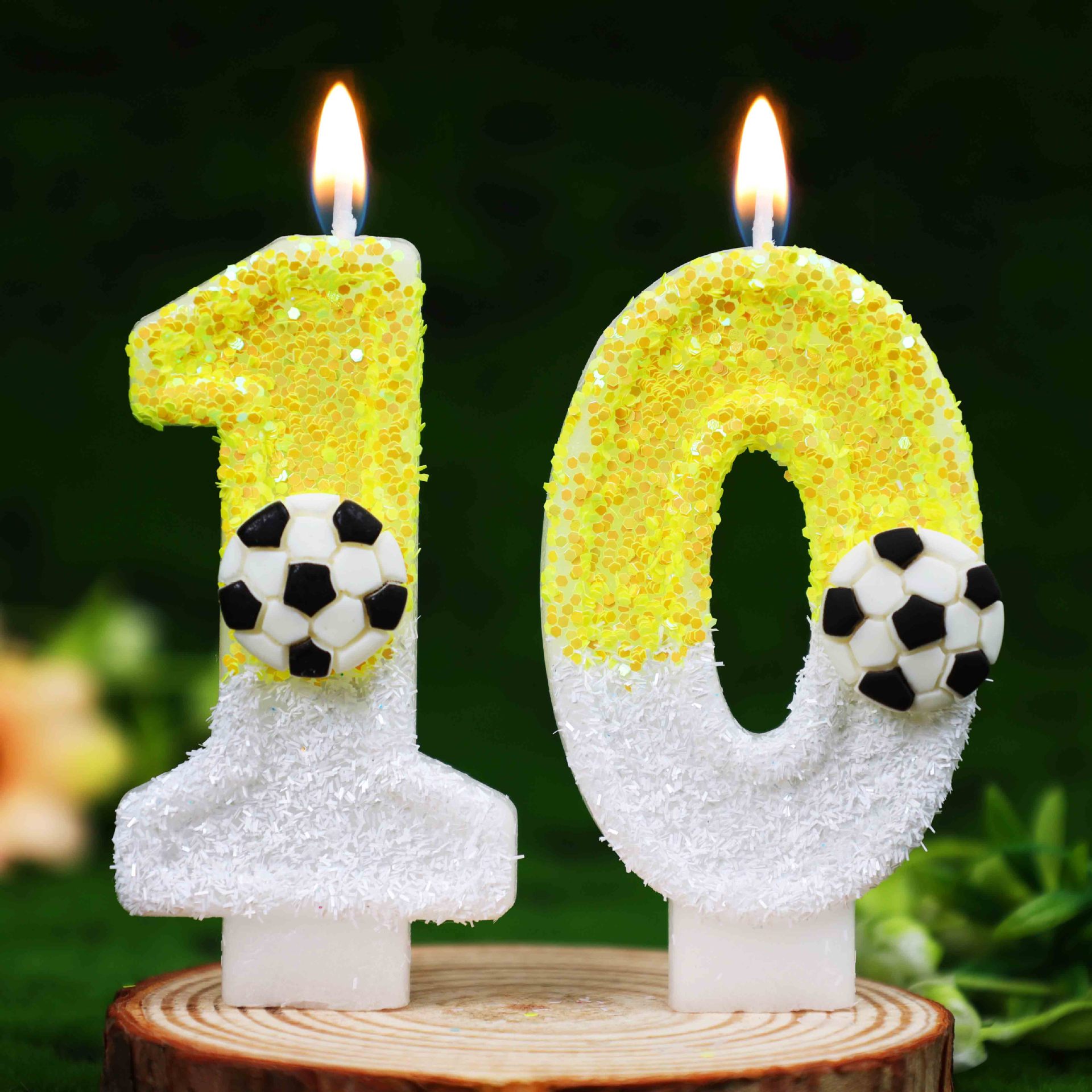 노란색 흰색 스팽글 스포츠 축구 디지털 생일 양초 -  - Candle Supplies Free Shipping 리뷰 및 가격