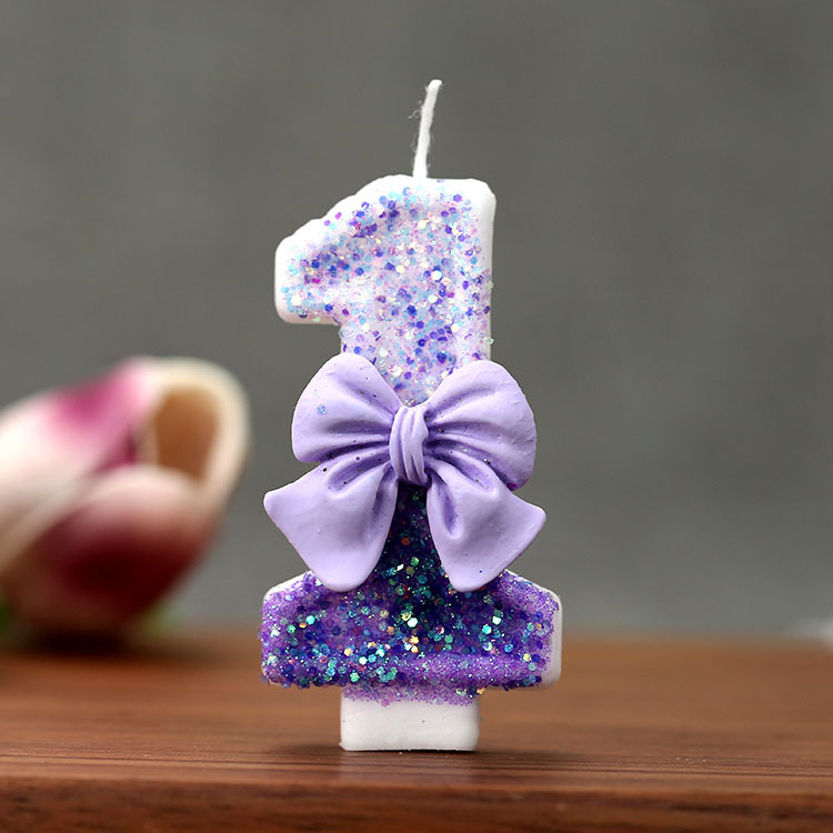 창의적인 글리터 그라데이션 퍼플 리본 0-9 디지털 생 - Candle Supplies Free Shipping 리뷰 및 가격