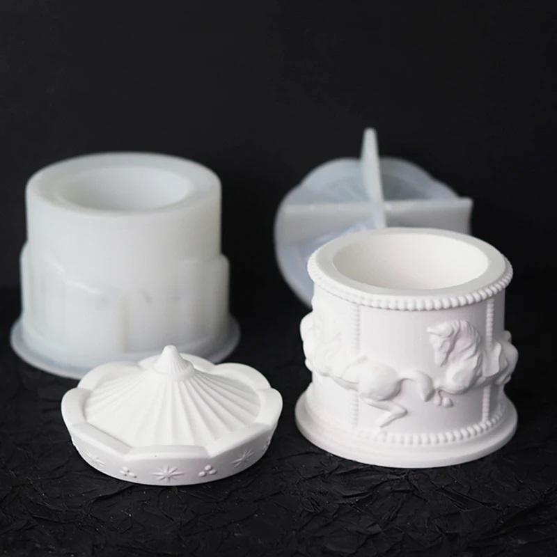 재미 있은 회전 목마 저장 상자 실리콘 금형 DIY 귀 - Candle Supplies Jars 리뷰 및 가격