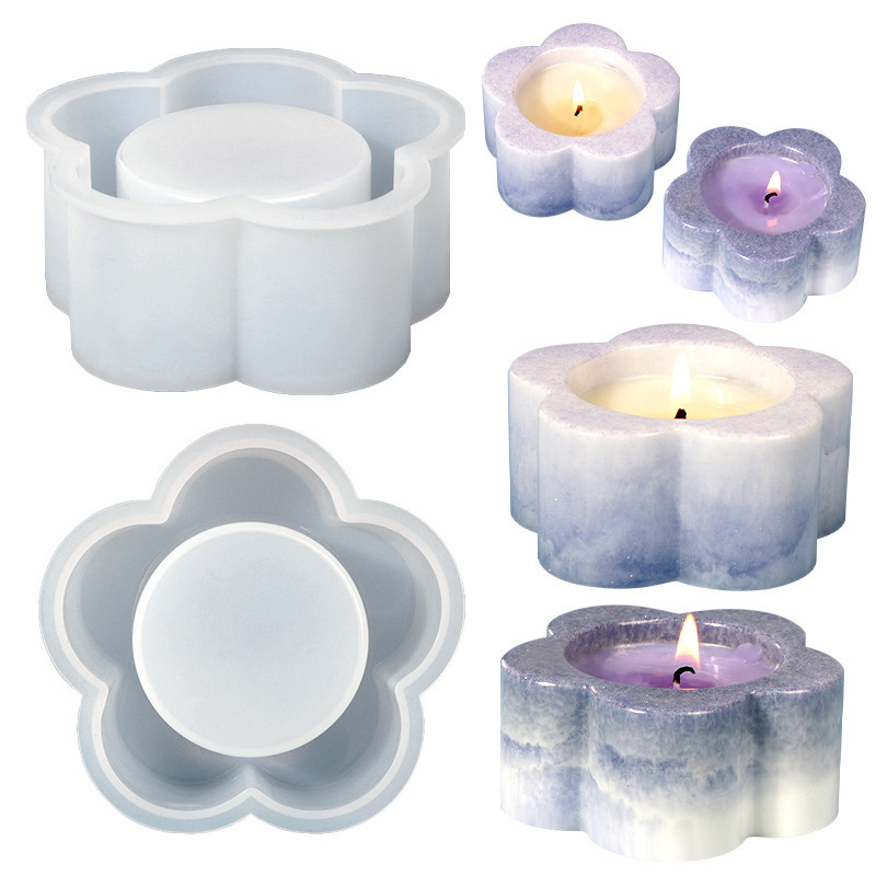 3D 매화 꽃 모양의 원통형 펜 홀더 캔들 컵 실리콘  - Candle Supplies Jars 리뷰 및 가격