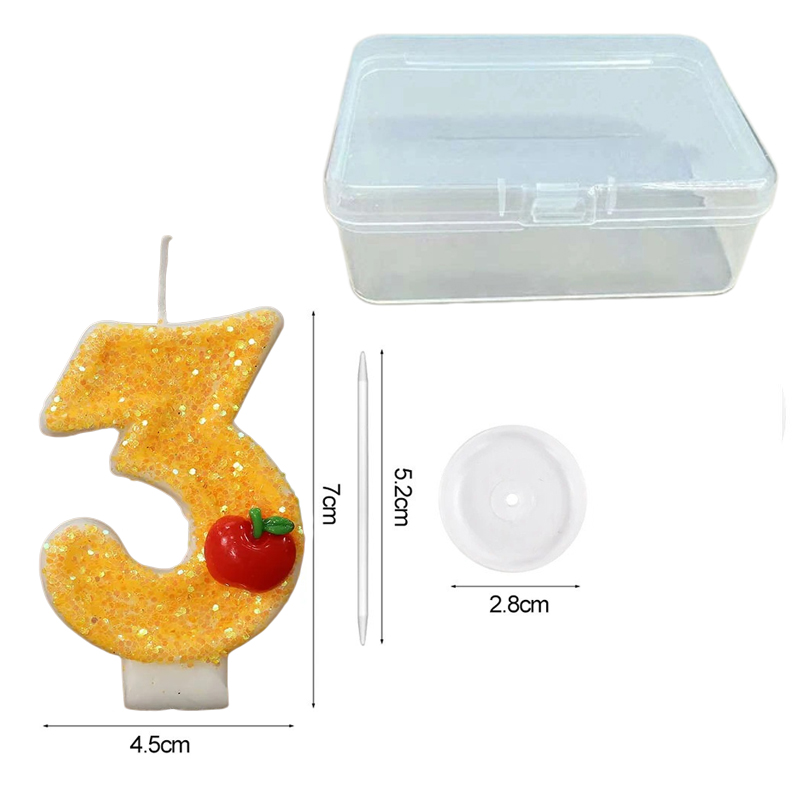 빨간 사과 모양의 신선한 노란색 디지털 생일 양초 -  - Candle Supplies Free Shipping 리뷰 및 가격