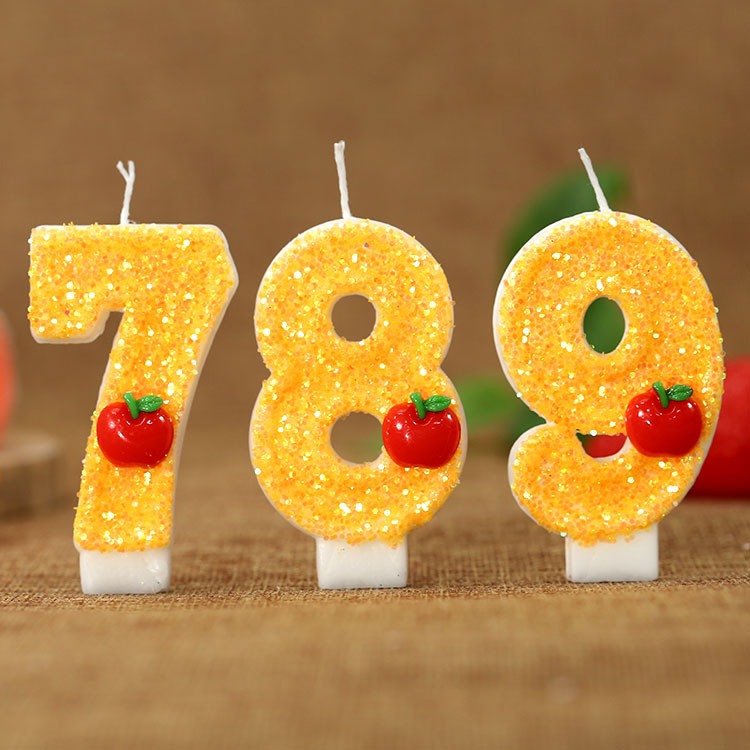 빨간 사과 모양의 신선한 노란색 디지털 생일 양초 -  - Candle Supplies Free Shipping 리뷰 및 가격