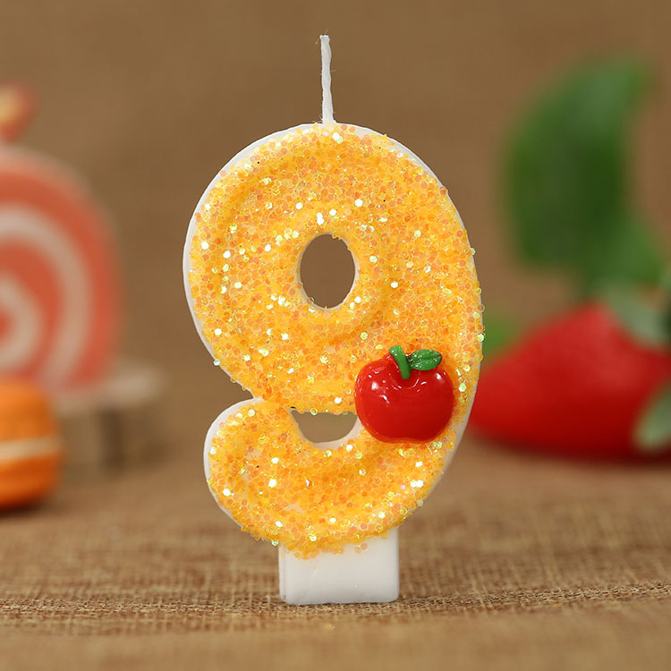 빨간 사과 모양의 신선한 노란색 디지털 생일 양초 -  - Candle Supplies Free Shipping 리뷰 및 가격