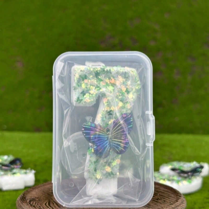 1Pc 녹색 장식 조각 번호 0-9 나비 케이크 양초  - Candle Supplies Usa 리뷰 및 가격